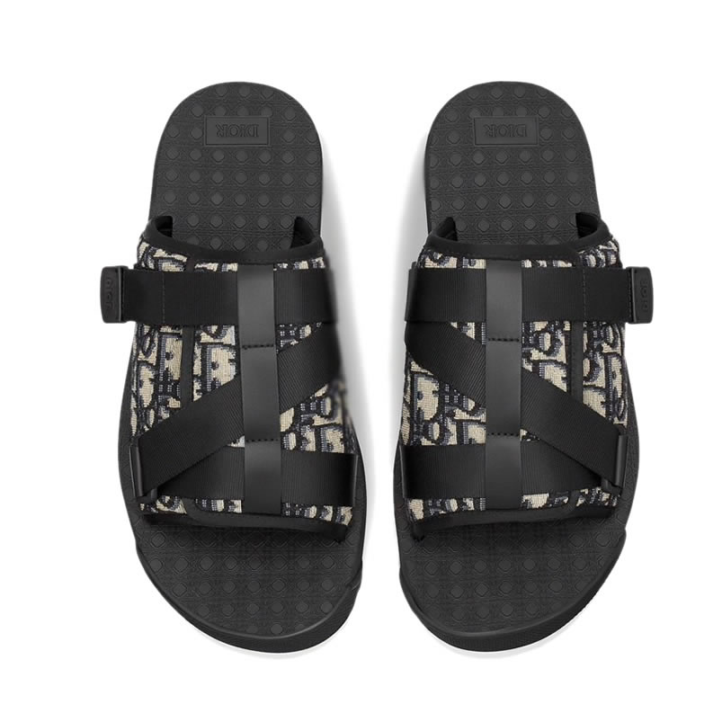 Dior Black Oblique Neoprene Sandals (4) - newkick.org