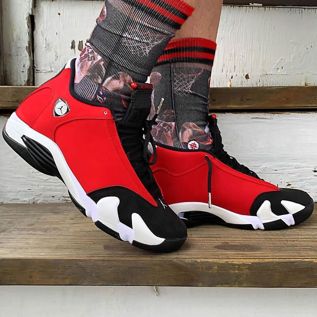 Air Jordan 14 Gym Red Toro On Feet 2020 Outfits 487471 006 (2) - newkick.org