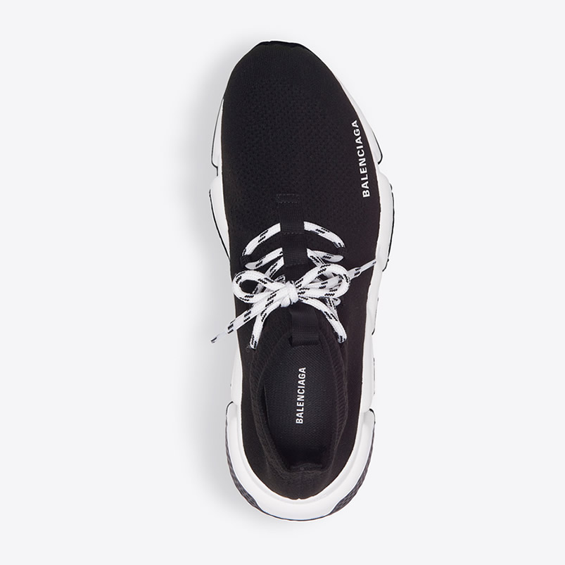 Balenciaga Speed Lace Up Sneaker Black White (4) - newkick.org