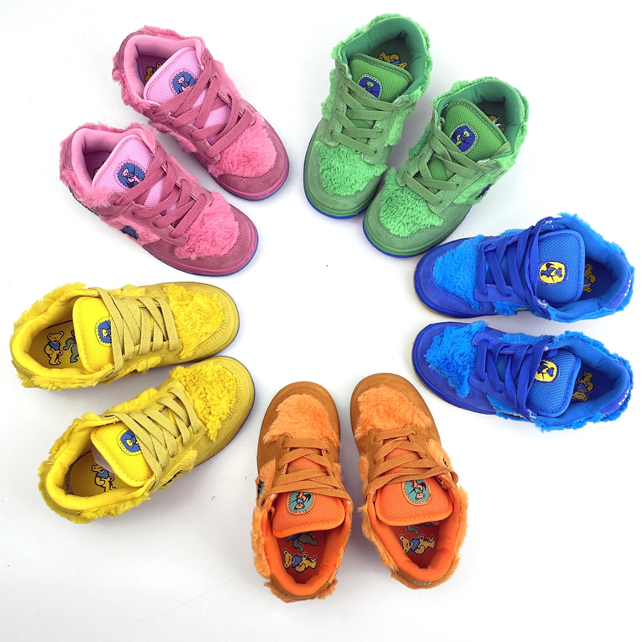 Kids Childrens Grateful Dead Bears Nike Sb Dunk Low Yellow Pink Orange Blue Green Release For Sale (1) - newkick.org