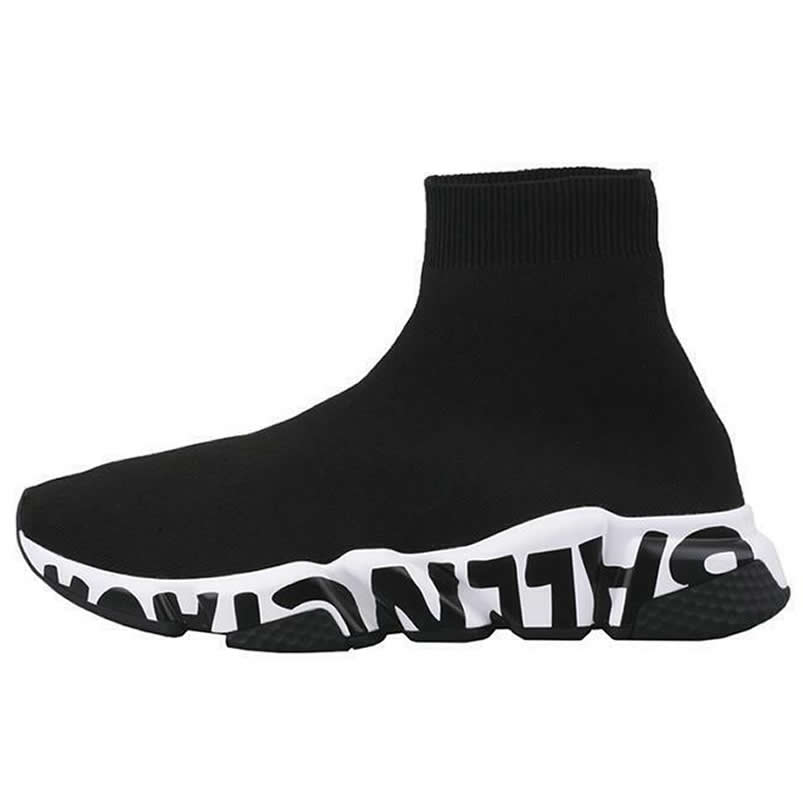 Balenciaga Shoes Like Socks High Top Speed Runners Black White 605972w05ge1015 (1) - newkick.org