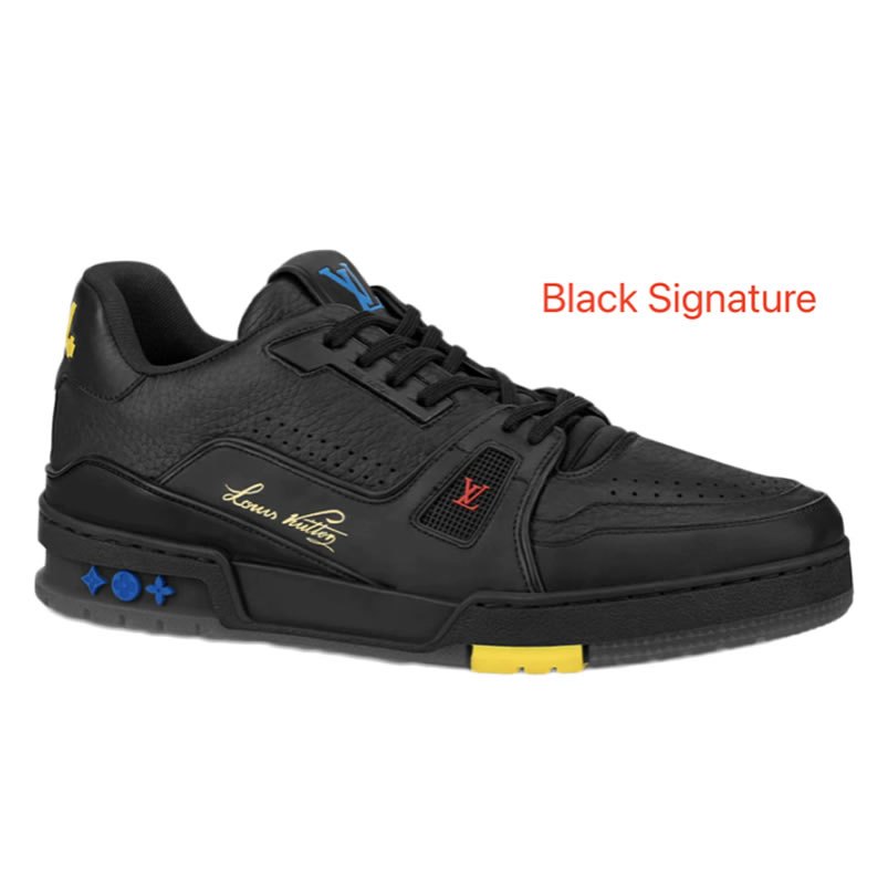 New L V Trainer Sneaker Shoes Black Signature (1) - newkick.org