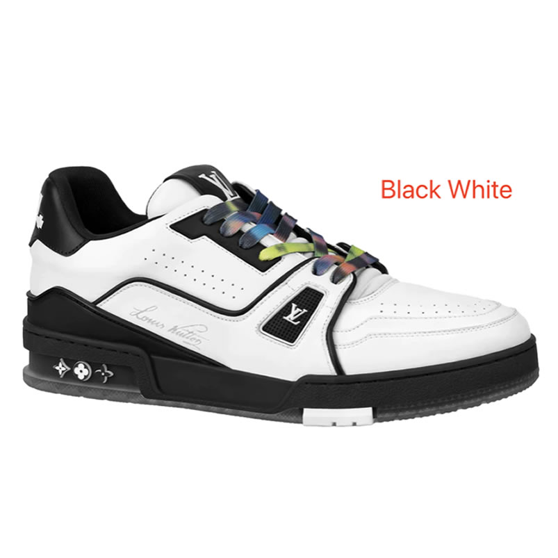 New L V Trainer Sneaker Shoes Black White (1) - newkick.org
