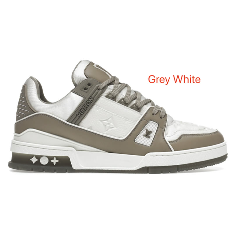 New L V Trainer Sneaker Shoes Grey White (1) - newkick.org