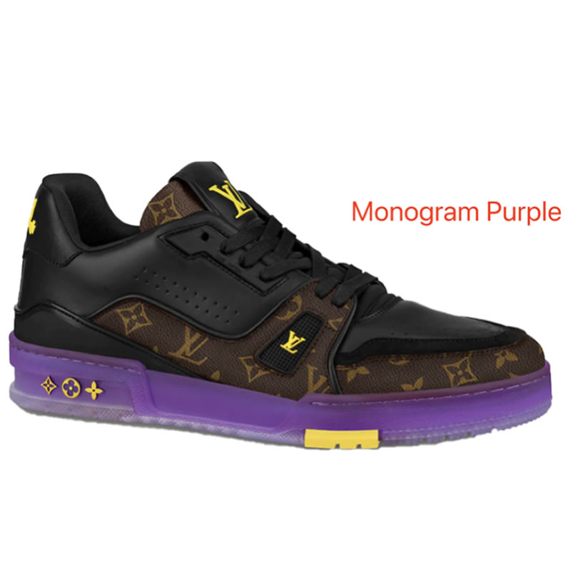 New L V Trainer Sneaker Shoes Monogram Purple (1) - newkick.org
