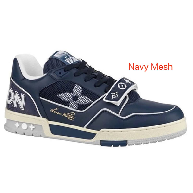 New L V Trainer Sneaker Shoes Navy Mesh (1) - newkick.org