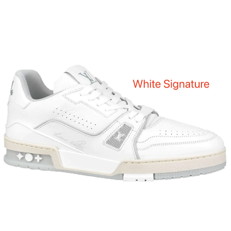 New L V Trainer Sneaker Shoes White Signature (1) - newkick.org