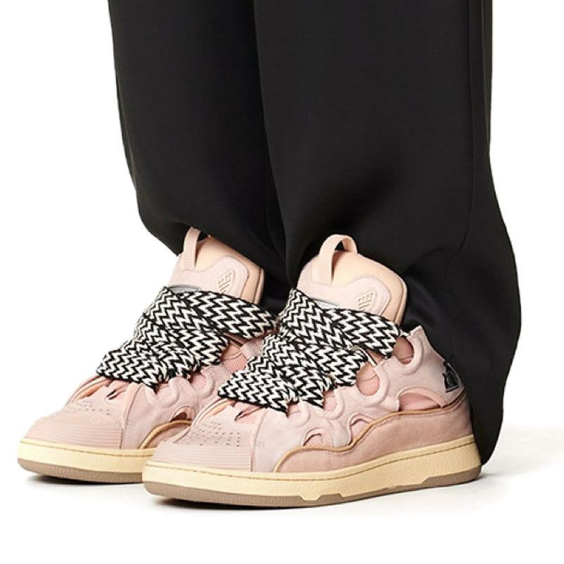 L A N V I N Leather Curb Sneakers Pink Drag A2051 (5) - newkick.org