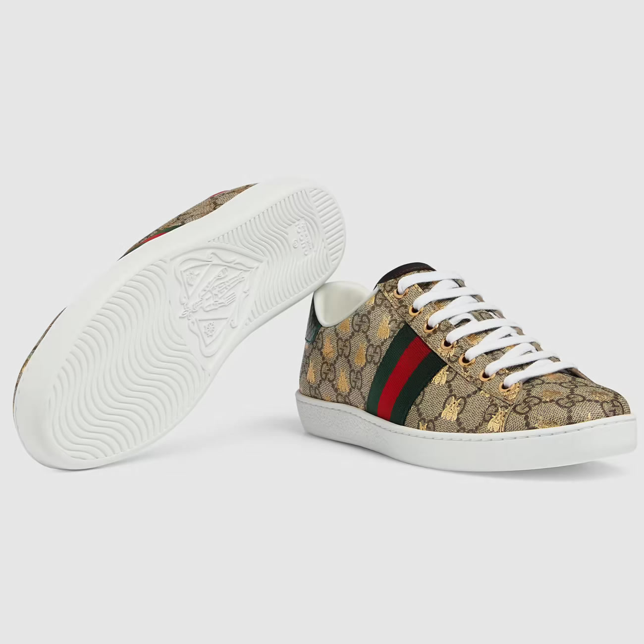 G U C C I Gg Sup Reme Ace Sneaker With Bees For Mens Womens (3) - newkick.org