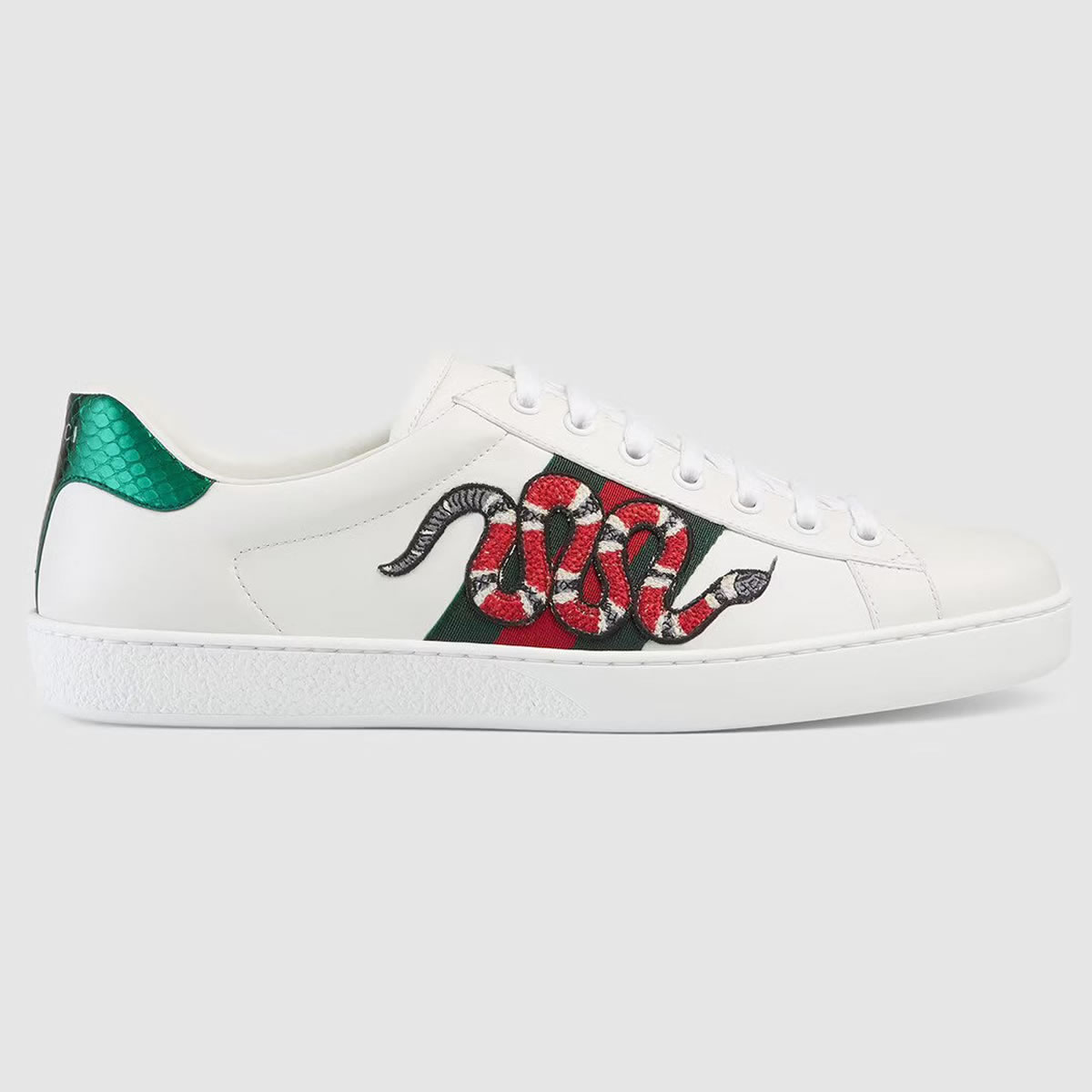 G U C C I Gg White Embroidered Ace Sneaker For Mens Womens (1) - newkick.org