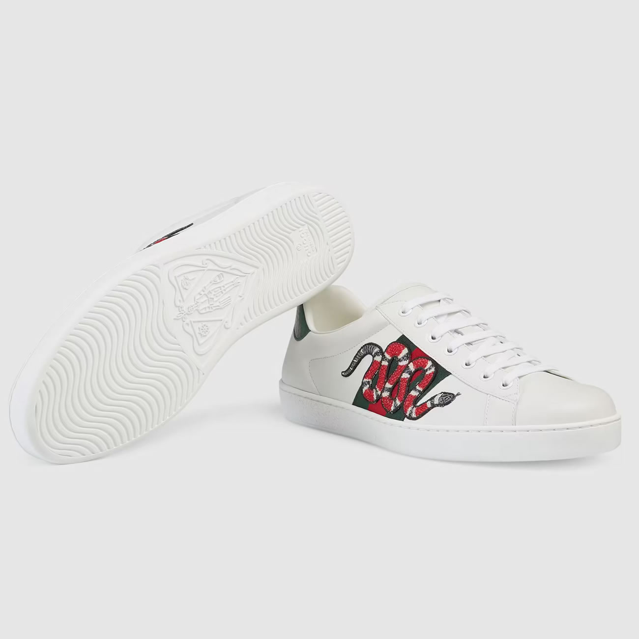 G U C C I Gg White Embroidered Ace Sneaker For Mens Womens (3) - newkick.org