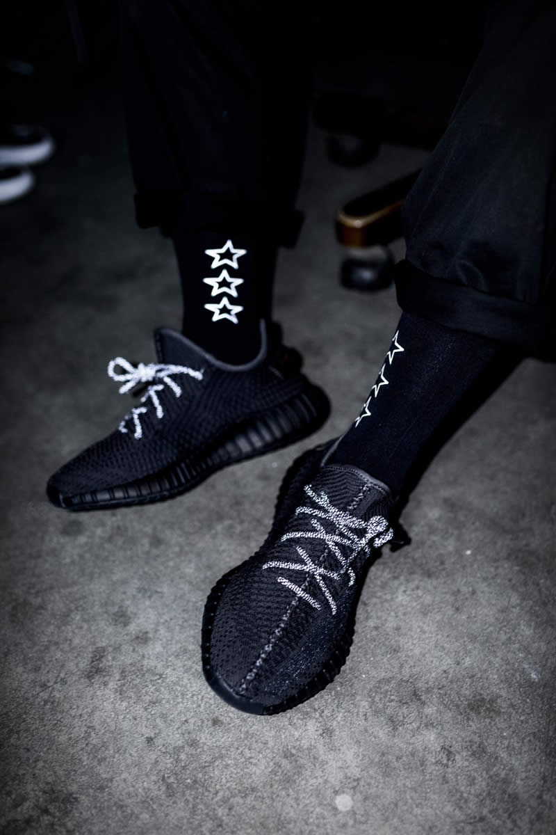 Adidas Yeezy Boost 350 V2 Black None Refective On Feet Fu9013 (4) - newkick.org