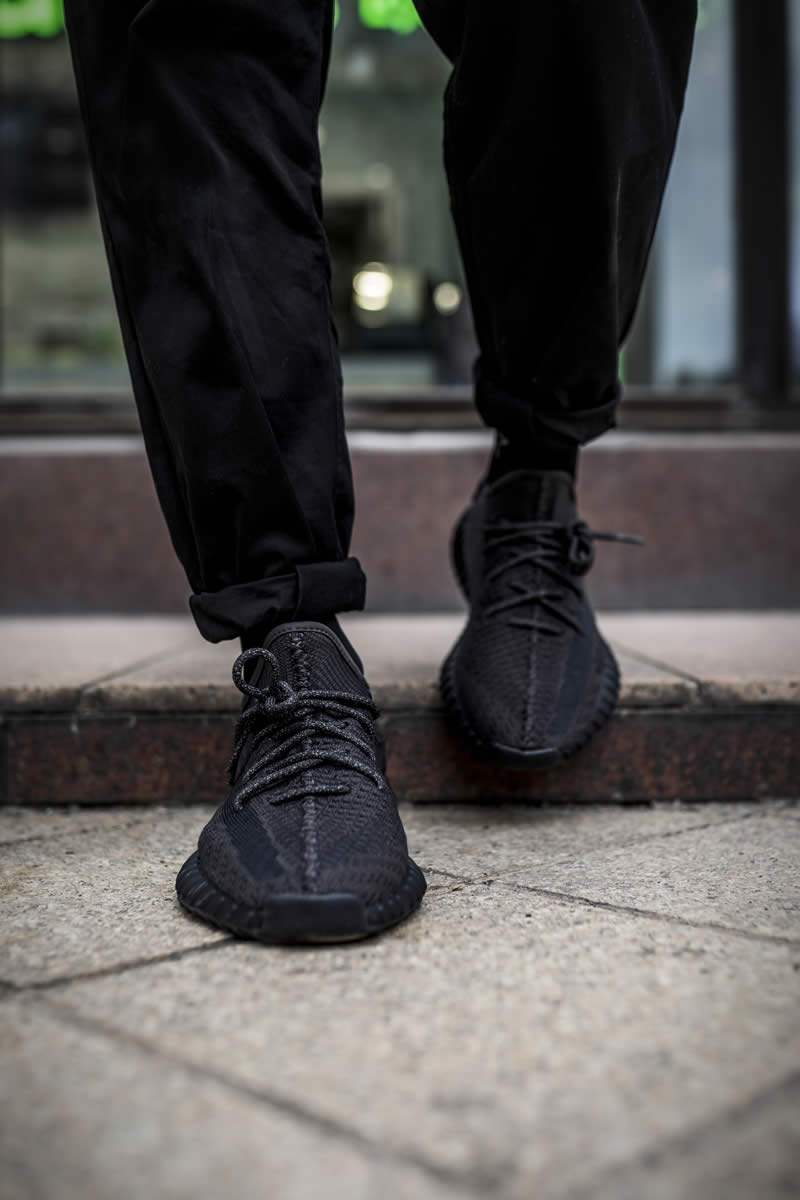 Adidas Yeezy Boost 350 V2 Black None Refective On Feet Fu9013 (5) - newkick.org