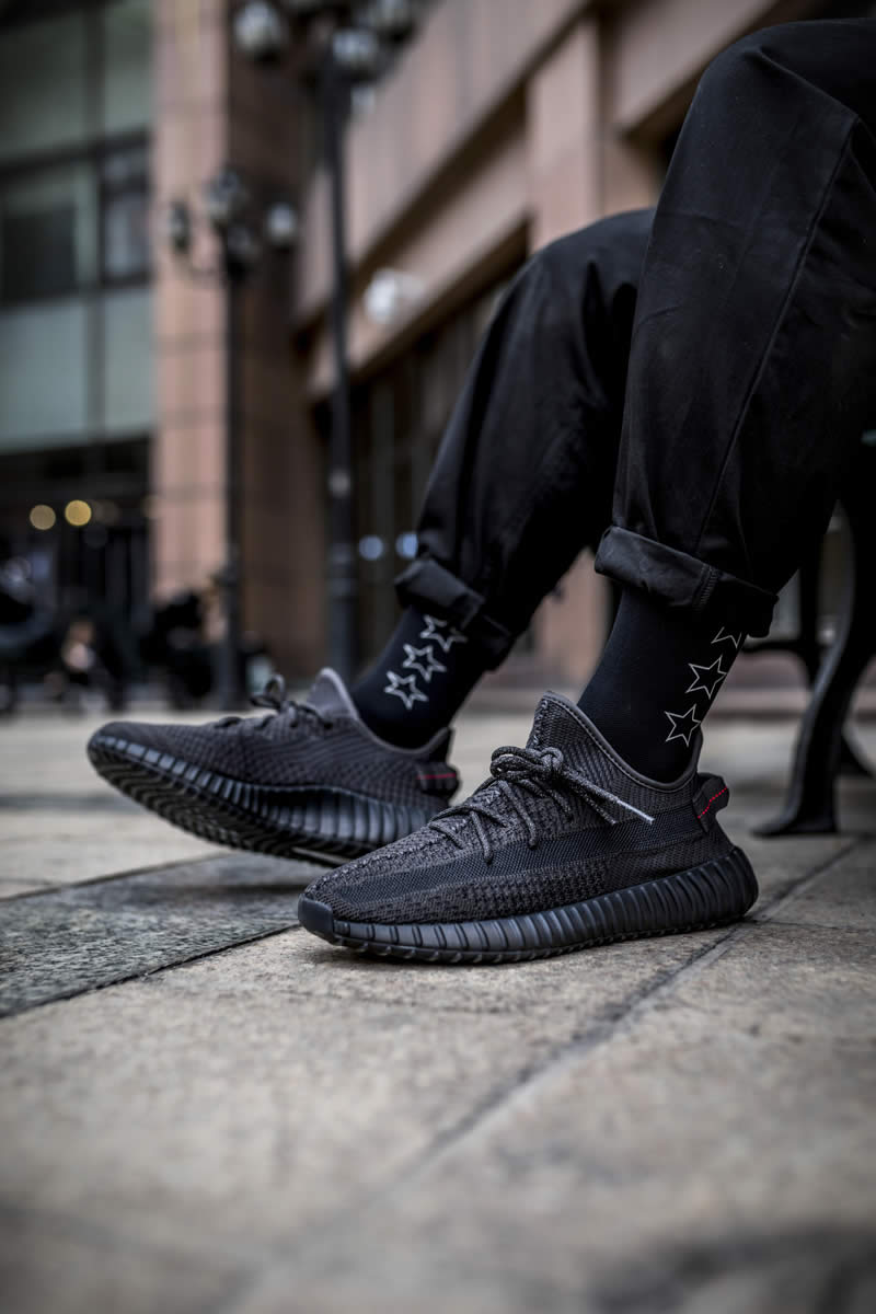 Adidas Yeezy Boost 350 V2 Black None Refective On Feet Fu9013 (6) - newkick.org