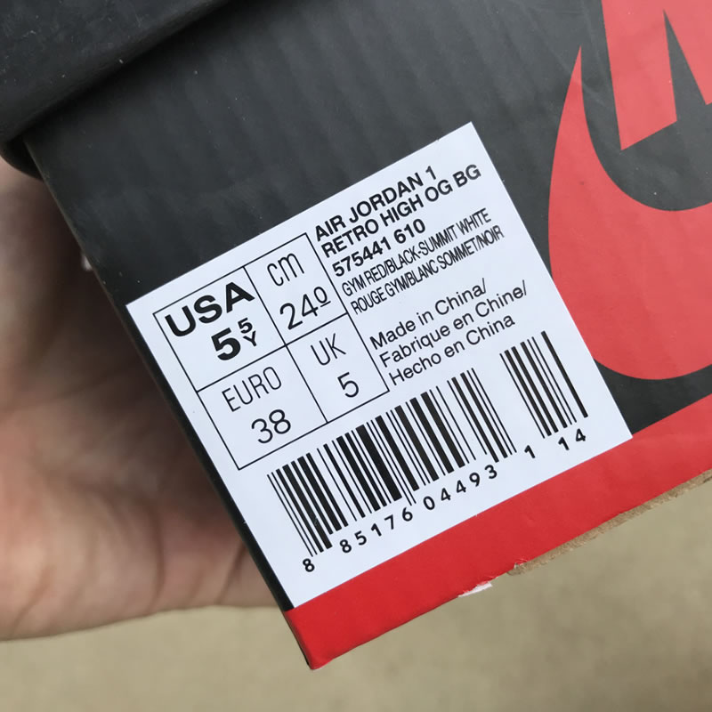 Air Jordan 1 Bred Toe Womens GS "Red And Black Jordans Shoes" 575441-610 Original Box