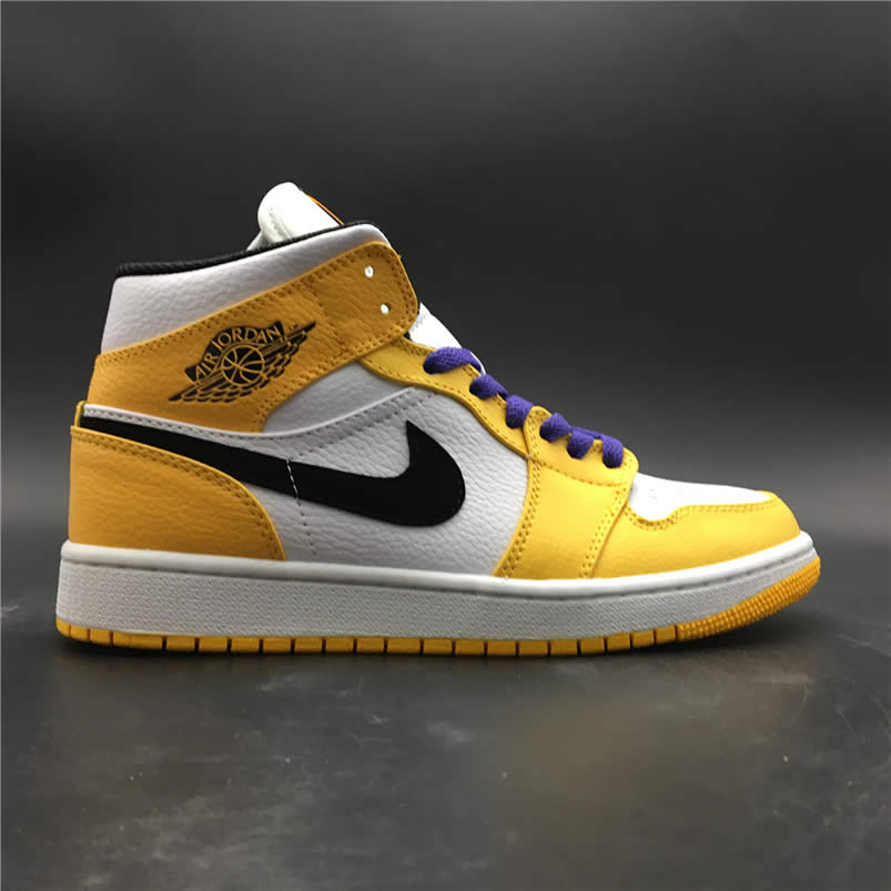 Air Jordan 1 Mid 2019 Lakers Yellow Purple For Sale Release Date 852542 700 (1) - newkick.org