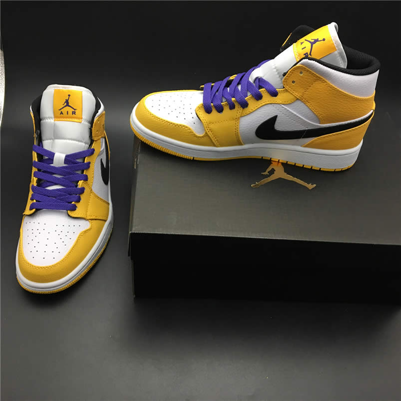 Air Jordan 1 Mid 2019 Lakers Yellow Purple For Sale Release Date 852542 700 (15) - newkick.org