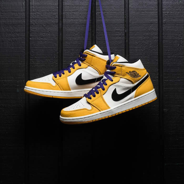 Air Jordan 1 Mid 2019 Lakers Yellow Purple For Sale Release Date 852542 700 (17) - newkick.org