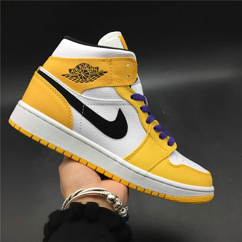 Air Jordan 1 Mid 2019 Lakers Yellow Purple For Sale Release Date 852542 700 (2) - newkick.org