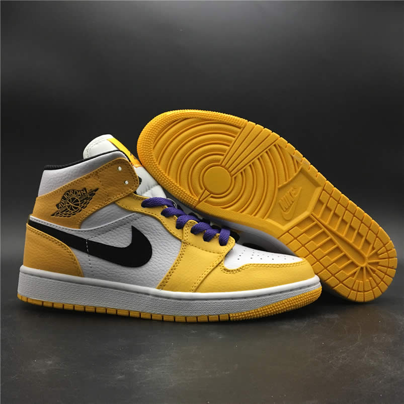 Air Jordan 1 Mid 2019 Lakers Yellow Purple For Sale Release Date 852542 700 (8) - newkick.org