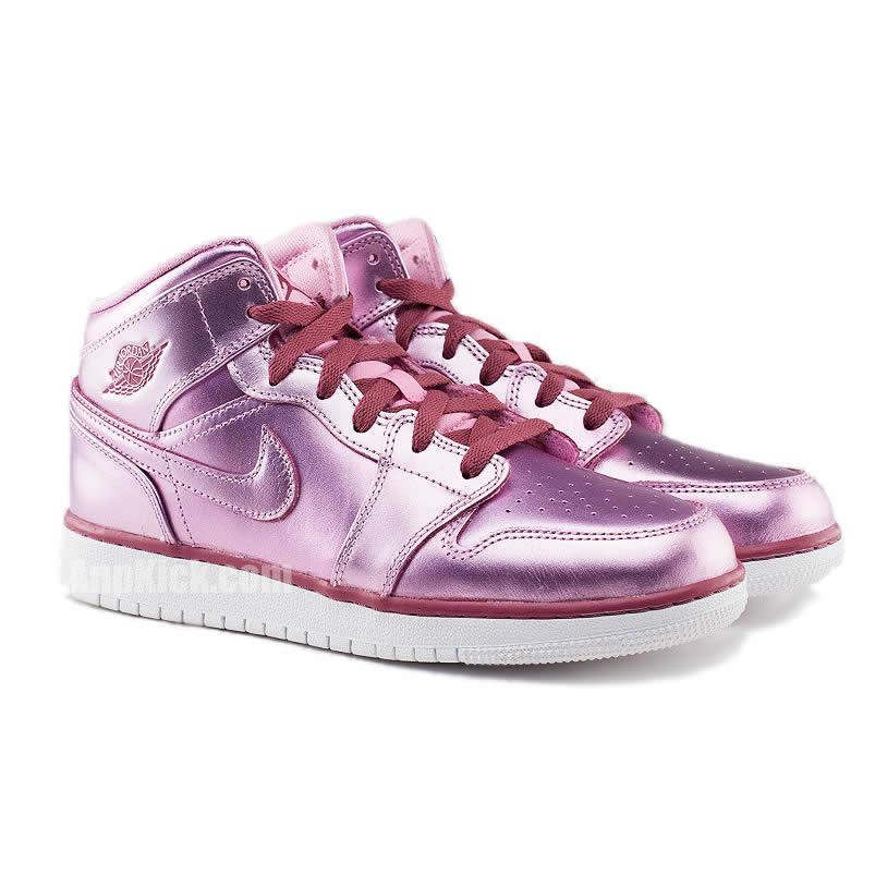 Air Jordan 1 Mid SE 'Pink Rise' AJ1 Kids GS Shoes AV5174-640