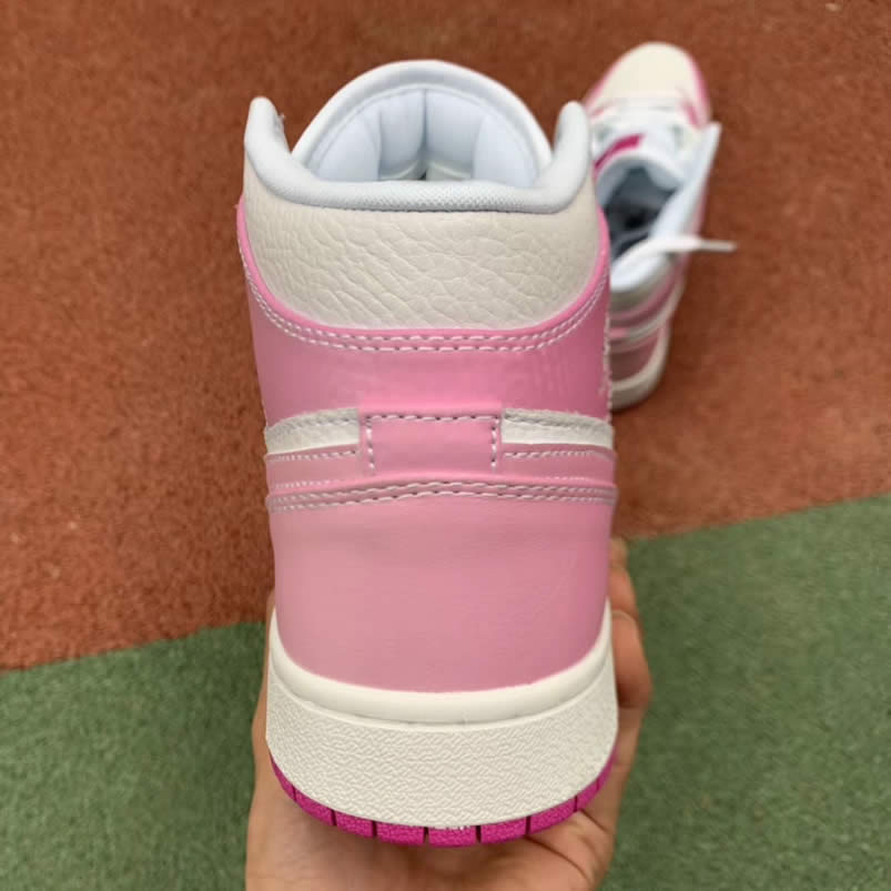 Air Jordan 1 Retro Custom Mid Gs Womens Pink Light Bone Chameleon 555112 Id (2) - newkick.org