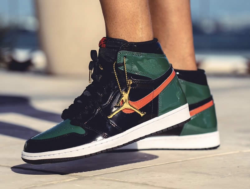 Solefly Miami Art Basel x Air jordan 1 Green Patent Leather 'Friends & Family' On Feet AV3905-038