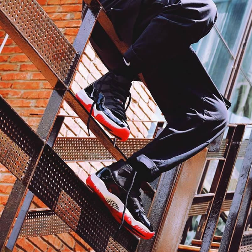 Air Jordan 11 Bred 2019 Black Red On Feet Release Date 378037 061 (1) - newkick.org