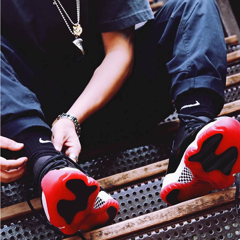 Air Jordan 11 Bred 2019 Black Red On Feet Release Date 378037 061 (2) - newkick.org