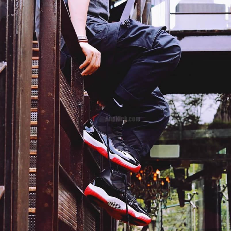 Air Jordan 11 Bred 2019 Black Red On Feet Release Date 378037 061 (3) - newkick.org