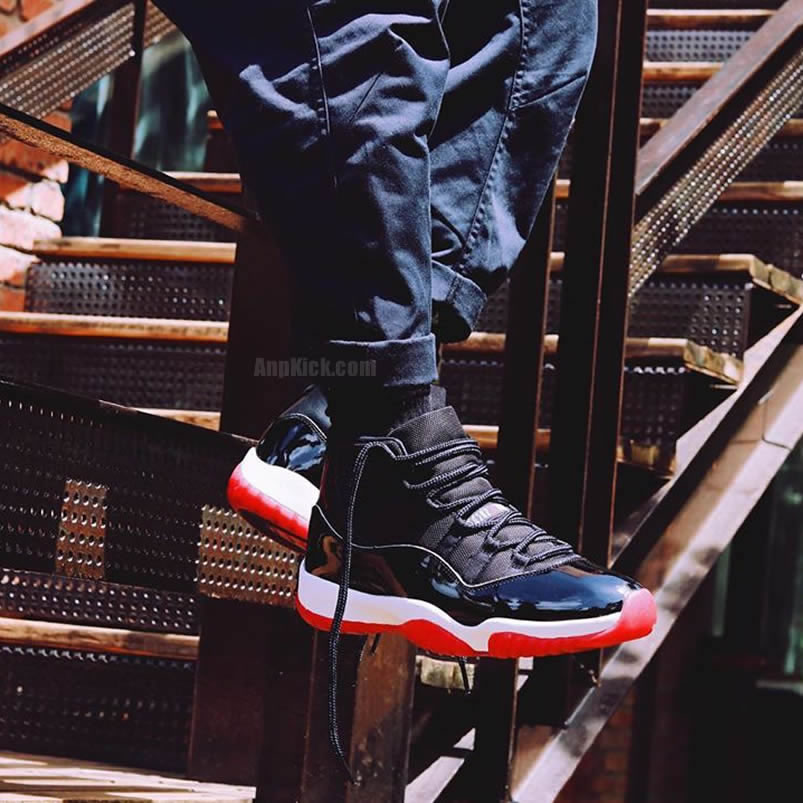 Air Jordan 11 Bred 2019 Black Red On Feet Release Date 378037 061 (4) - newkick.org
