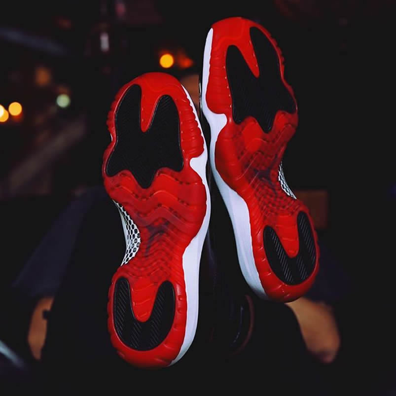 Air Jordan 11 Bred 2019 Black Red On Feet Release Date 378037 061 (6) - newkick.org
