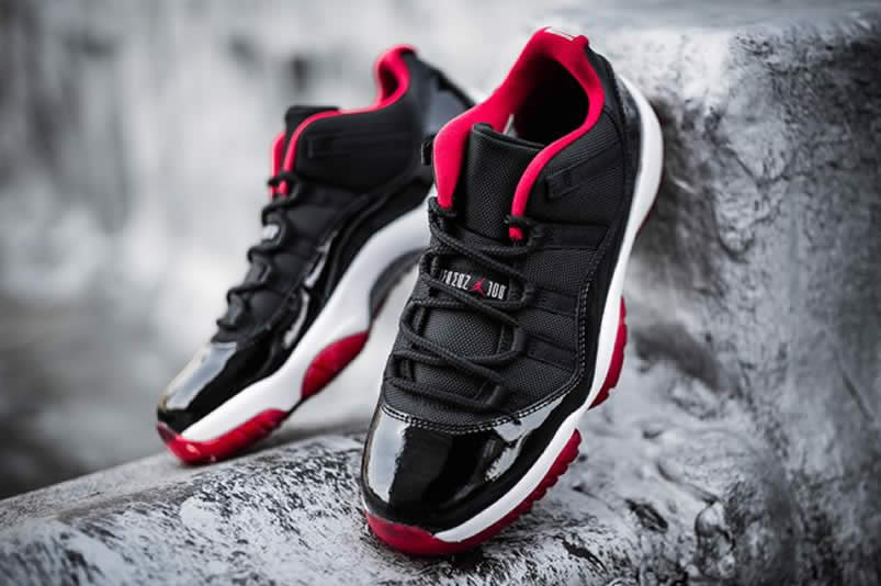 Air Jordan 11 Low 'Bred' On Feet For Sale Black Red Price 528895-012 Pics