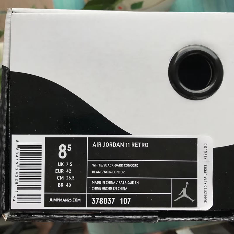 Air Jordan 11 Retro 'Concord' White/Black 2018 Release 378037-107