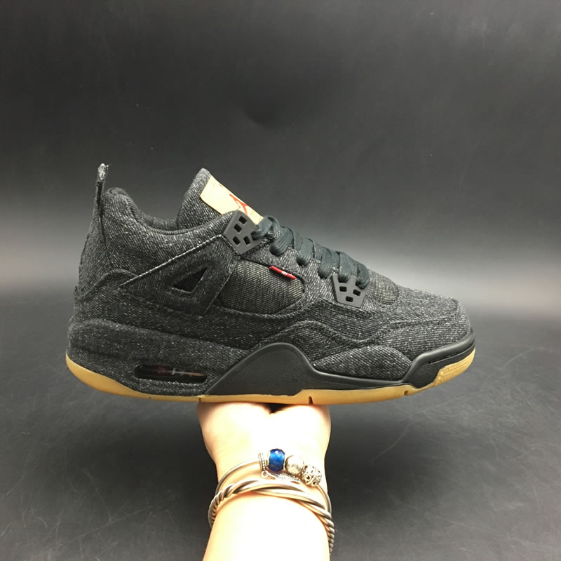 Levi's x Air Jordan 4 'Black' GS Womens Size Shoes For Sale Coming Images In Hand
