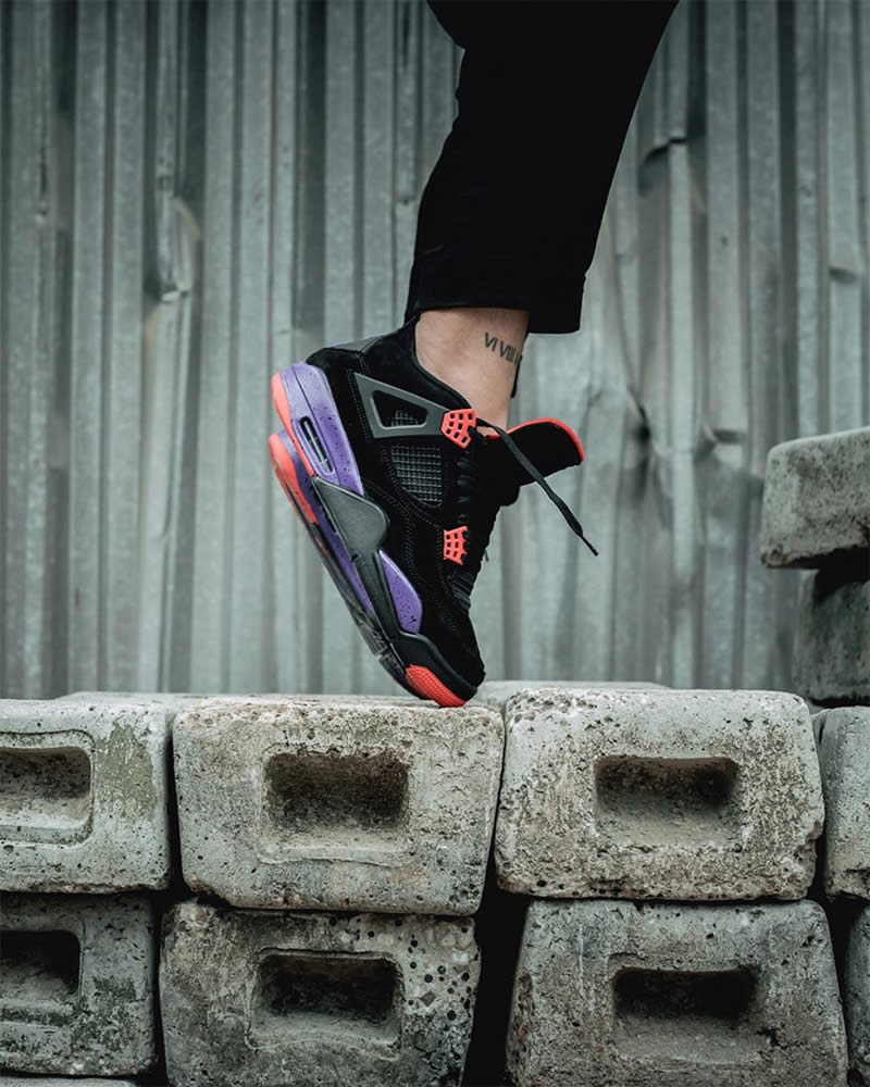 air jordan retro 4 raptors black purple shoes for sale aq3816 065 on feet pic