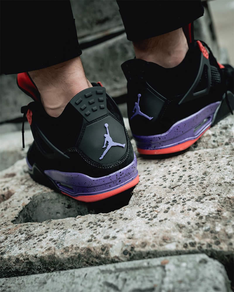 air jordan retro 4 raptors black purple shoes for sale aq3816 065 on feet pic