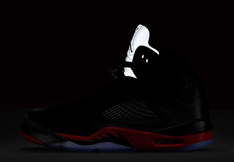 Air Jordan 5 Satin Bred Black University Red For Sale On Feet Outfit 136027 006 (14) - newkick.org