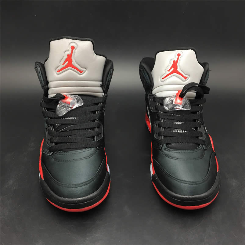 Air Jordan 5 Satin Bred Black University Red For Sale On Feet Outfit 136027 006 (5) - newkick.org