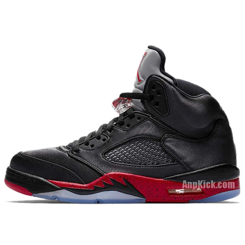 Air Jordan 5 Satin Bred Black University Red On Feet Outfit 136027 006 (1) - newkick.org