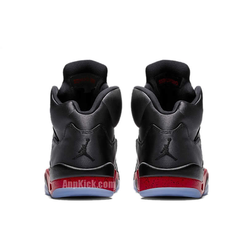 Air Jordan 5 Satin Bred Black University Red On Feet Outfit 136027 006 (5) - newkick.org