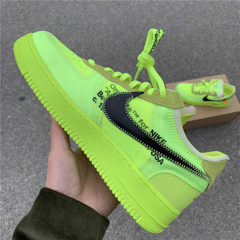 Off-White x Nike Air Force 1 Low 'Volt' Green Release Date AO4606-700 Pics