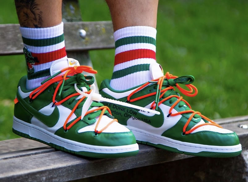 Off White Nike Dunk Low Pine Green On Feet Release Date Ct0856 100 (2) - newkick.org