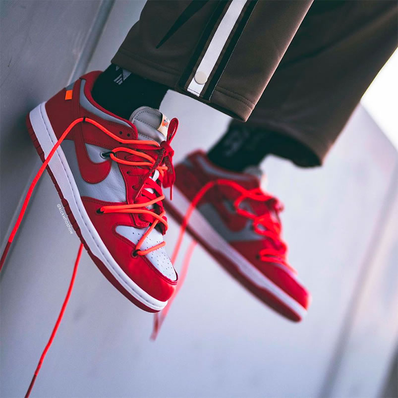 Off White Nike Dunk Low University Red Grey On Feet Release Date Ct0856 600 (1) - newkick.org