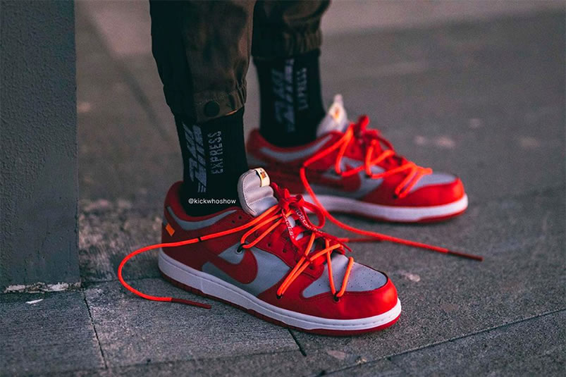 Off White Nike Dunk Low University Red Grey On Feet Release Date Ct0856 600 (2) - newkick.org