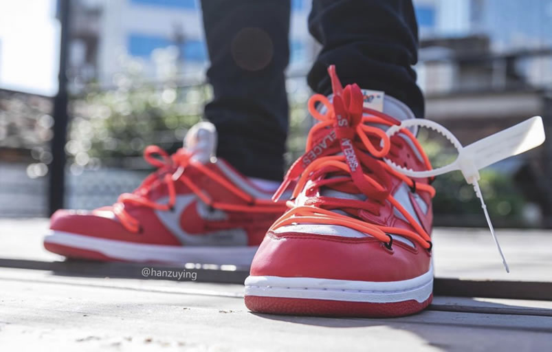 Off White Nike Dunk Low University Red Grey On Feet Release Date Ct0856 600 (6) - newkick.org
