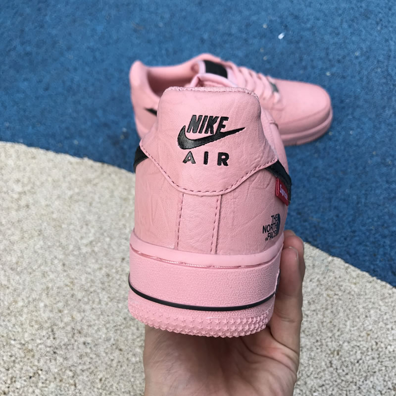 Supreme The North Face Nike Air Force 1 Sup AF1 Low "Pink Black" AR3066-800 In Hand Heel