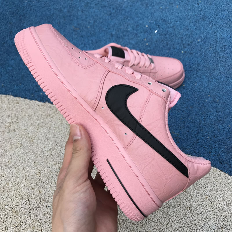 Supreme The North Face Nike Air Force 1 Sup AF1 Low "Pink Black" AR3066-800 In Hand Medial