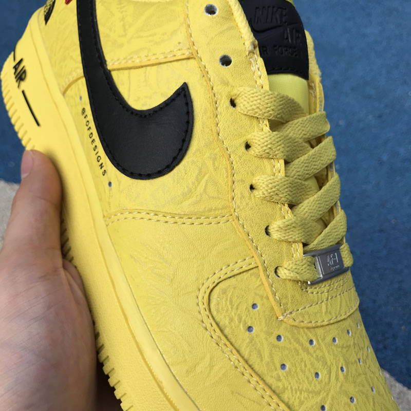 Supreme The North Face Nike Air Force 1 Sup AF1 Low Yellow Black AR3066-400 Detail Image