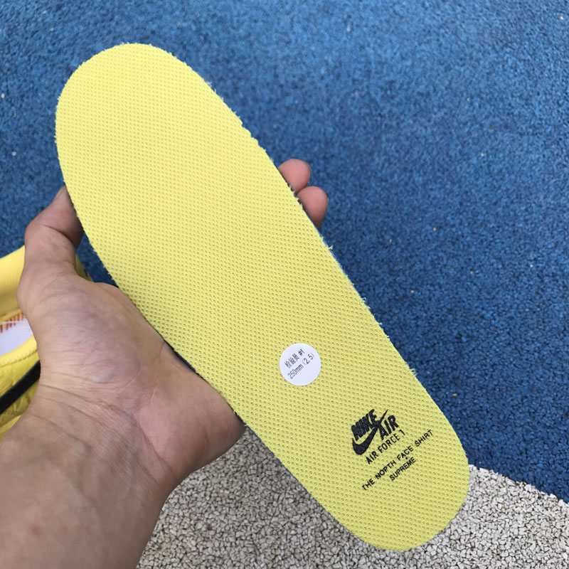 Supreme The North Face Nike Air Force 1 Sup AF1 Low Yellow Black AR3066-400 In Hand Insole Image